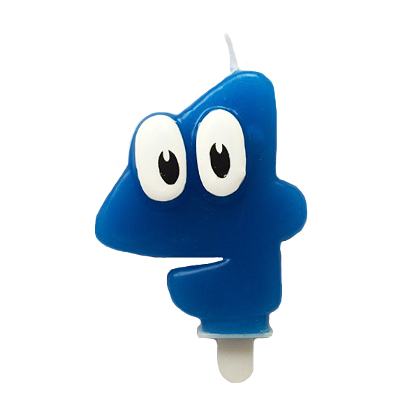 MС Свеча Цифра 4 Синяя С глазками 6,5см