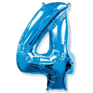 Цифра 4 голубая 40"/102 см фольгированный шар