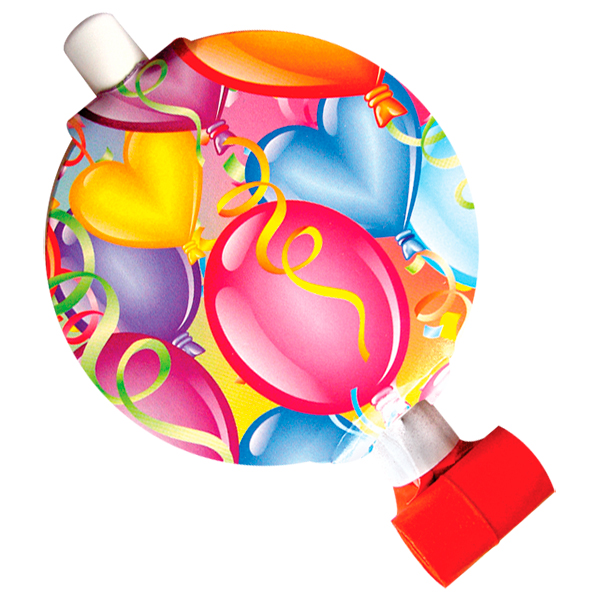 товары для праздника, одноразовая посуда, F Язычок-гудок с карточкой Праздничное настроение 6шт