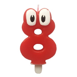 Свеча Цифра 8 Красная С глазками