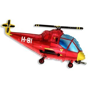 воздушные шары, шары из фольги, FM Фигура гр.11 И-158  Вертолет красный 57см X 96см