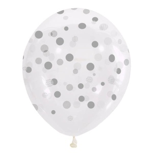 Воздушные шары рис. Конфетти серебряные 25шт 12"/30см