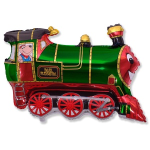 воздушные шары, шары из фольги, FM Фигура гр.11  И-213 Паровозик зеленый 80 см х 70 см