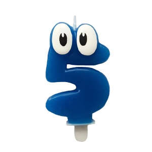 Свеча Цифра 5 Синяя С глазками