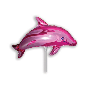 воздушные шары, шары из фольги, FM Мини Фигура гр.4 И-85 Дельфин малиновый 29см X 48см