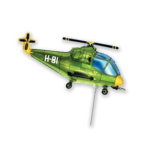 воздушные шары, шары из фольги, FM Мини Фигура гр.4 И-189 Вертолет зеленый 33см Х 23см