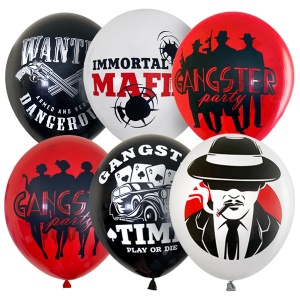 Набор шаров ассорти рис. Гангстерская вечеринка 25шт 12"/30см