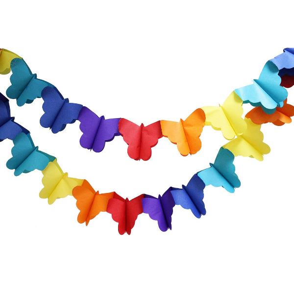 товары для праздника, бумажные гирлянды, Q Бум укр Гирлянда Бабочки 23х17см 4м SA9363