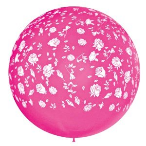 воздушные шары, большие воздушные шары, M 36"/91см Декоратор FUCHSIA (шелк.) 6 ст. рис Розы 1шт