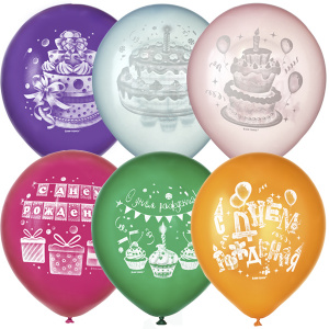 Воздушные шары Торт 2 ст. рис 50 шт С Днем Рождения