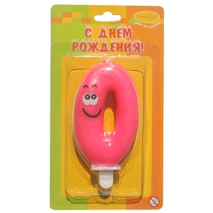 товары для праздника, свечи для торта, MC Свеча Цифра 0 Улыбка цветная