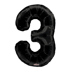 Фигура Цифра 3 черная 34"/86 см Уценка шар фольгированный