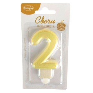 Свеча Цифра перламутр 2