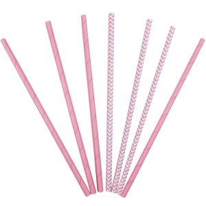 Трубочки бумажные ассорти Pink 12(6+6) шт
