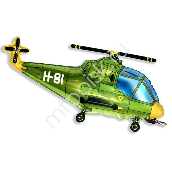 воздушные шары, шары из фольги, FM Фигура гр.11 И-159  Вертолет зеленый 57см X 96см
