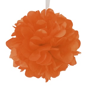 Помпон бумажный оранжевый 20см 