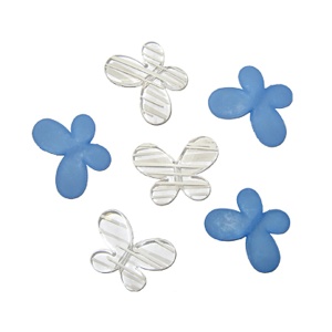 товары для праздника, декоративные бусины, Q Декоративные бусины Мотылек синие ассорти 3х2,2см 10шт