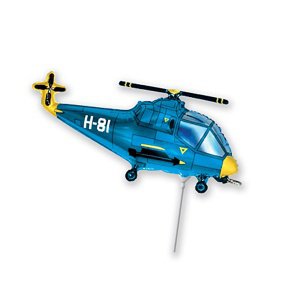воздушные шары, шары из фольги, FM Мини Фигура гр.4 И-190 Вертолет голубой 33см Х 23см
