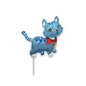 воздушные шары, шары из фольги, FM Мини Фигура гр.4 И-264 Кошечка голубая 33см*33см