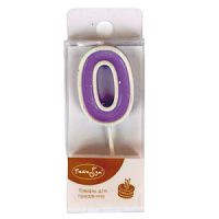 Свеча Цифра 4см цветная с белым контуром 0