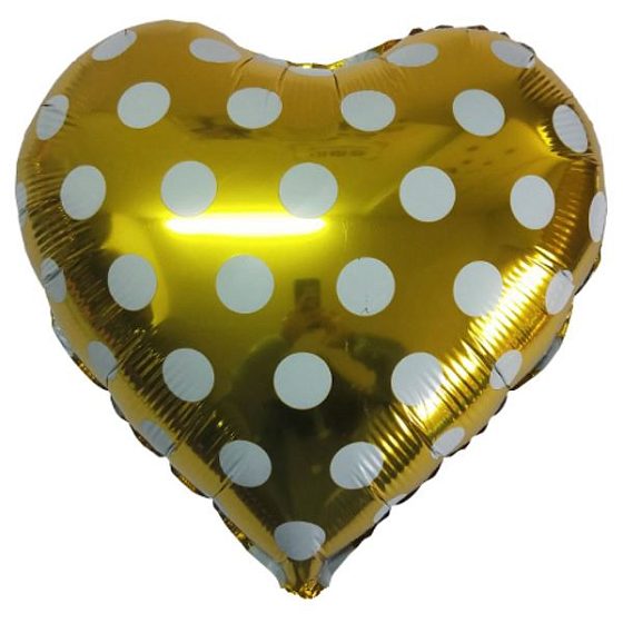 Y Сердце 44 GOLD Горошек белый 18"/45см