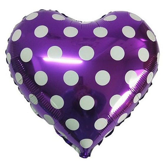 Y Сердце 45 VIOLET Горошек белый 18"/45см