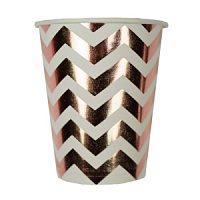Стаканы White/Rose Gold шеврон 220мл 6 шт