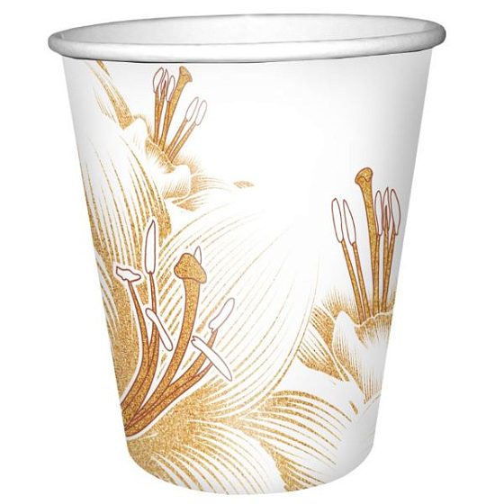 P Стаканы бумажные Золотые Цветы 200мл 6шт