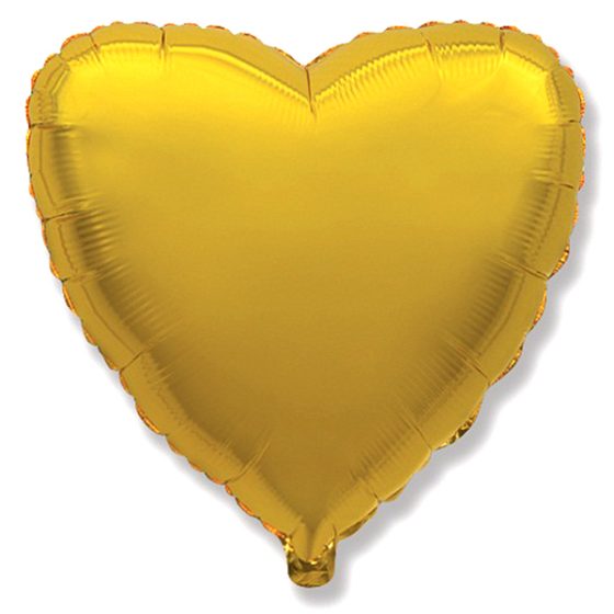 воздушные шары, шары из фольги, FM Сердце GOLD 18"/45см