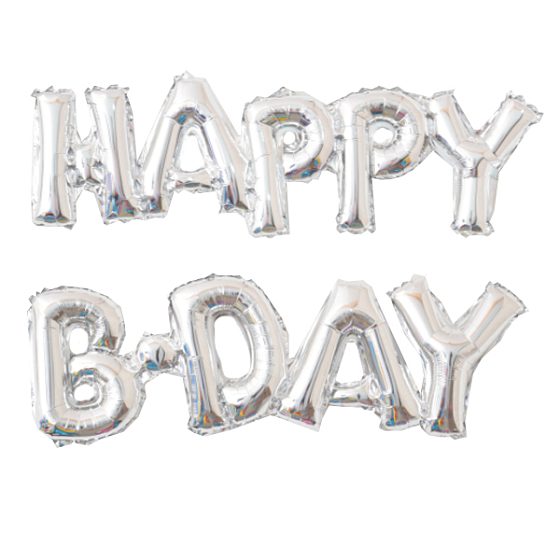Y Фигура 89 буквы HAPPY B-DAY SILVER 59см Х 90см