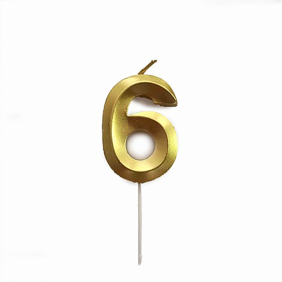 MС Свеча Цифра 5см Gold 6
