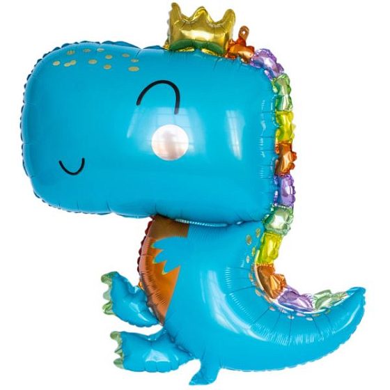 Y Фигура Динозавр с короной, голубой 34''/87см