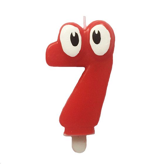 MС Свеча Цифра 7 Красная С глазками 6,5см