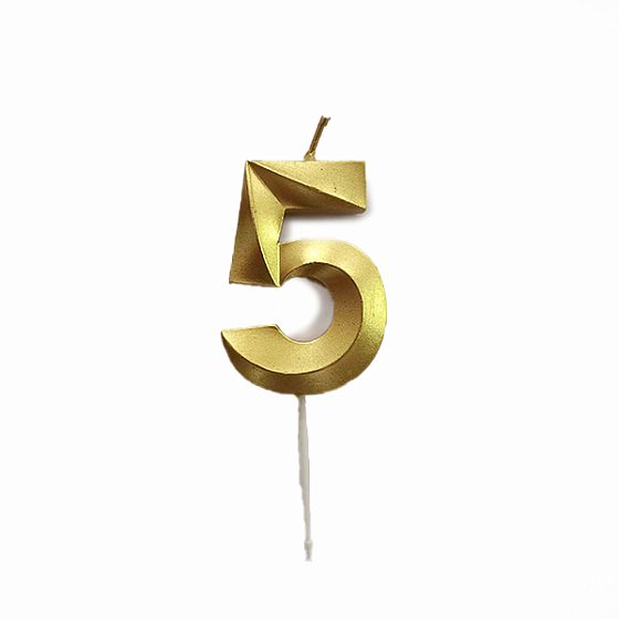 MС Свеча Цифра 5см Gold 5