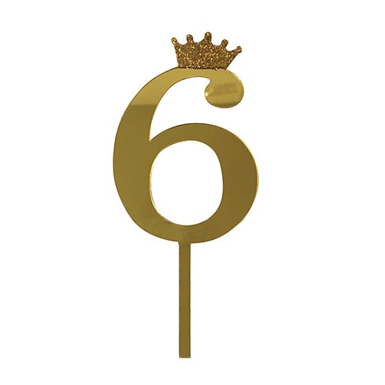 Y Топпер цифра 6 Корона GOLD 18см