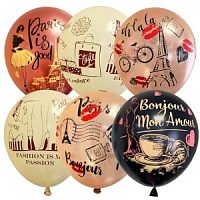 Воздушные шары ассорти рис. Стильная штучка! 10шт 12"/30см