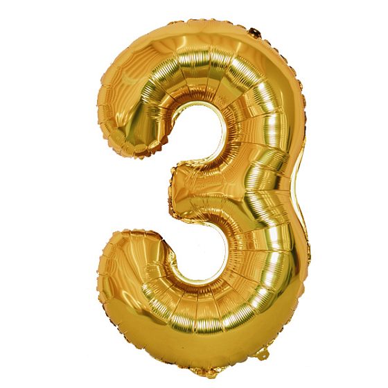 Y Фигура Цифра 3 золото 30"/76см