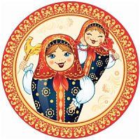 Тарелки бумажные ламинированные Матрешки 18см 6шт