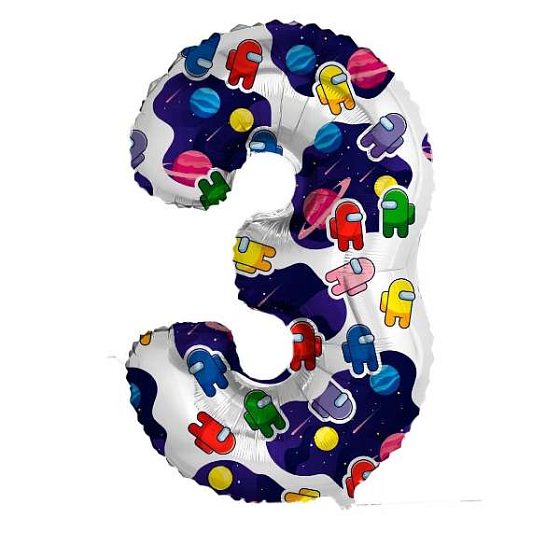 AU Фигура Цифра 3 Космонавтики 32"/81см