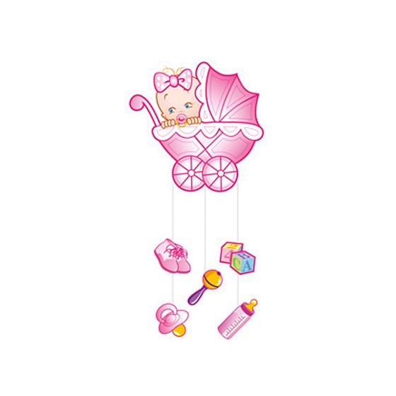 товары для праздника, бумажные украшения, PR Подвеска С Днем Рождения Малыш розовая