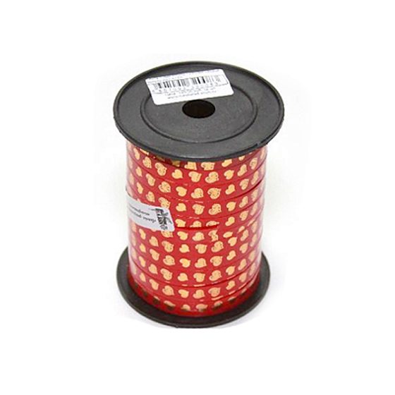 аксессуары для воздушных шаров, RL Лента&nbsp;&nbsp;10мм x 100у Красная сердца золото (Москва) А123