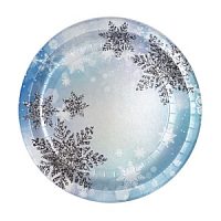Тарелки бумажные Снежинки 23см 6 шт