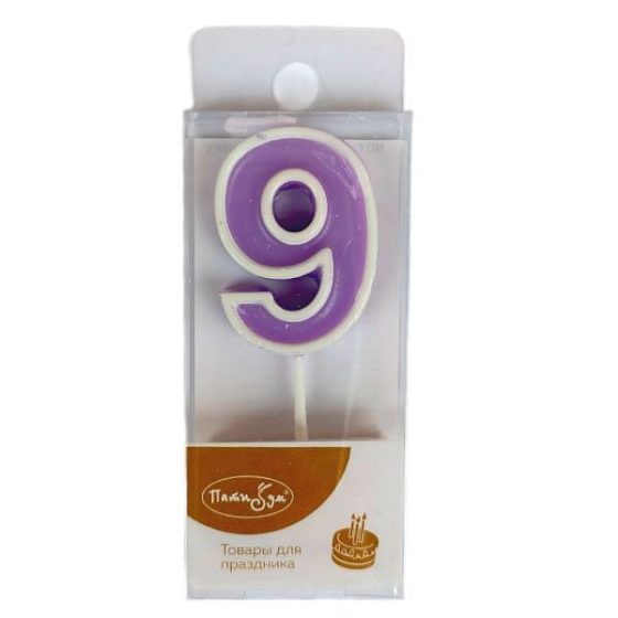 MС Свеча Цифра 4см цветная с белым контуром 9
