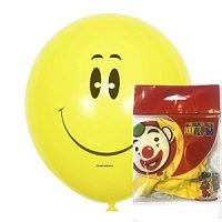 Воздушные шары Х-27 Пастель YELLOW 1 ст. рис. Смайл 5шт 12"/30см