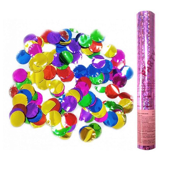 товары для праздника, хлопушки, AC 30см Пневмохлопушка в розовой металлической тубе, фольга