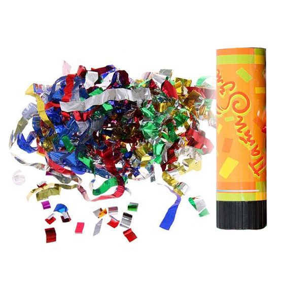 товары для праздника, хлопушки, AC 16см Пневмохлопушка пружинная фольгированное конфетти 24шт/уп