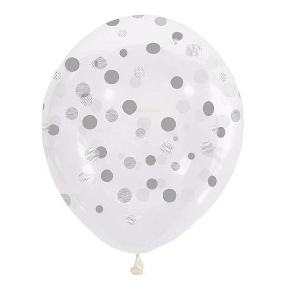 MP 12"/30см Набор шаров Конфетти серебряные 25шт.