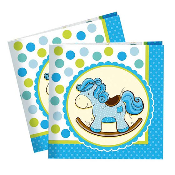 F Салфетки Лошадка Малыш голубая 33см X 33см 20шт