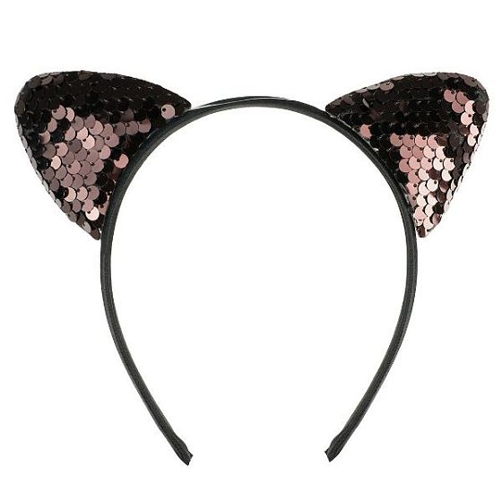Y Ободок Кошачьи ушки с пайетками, темные