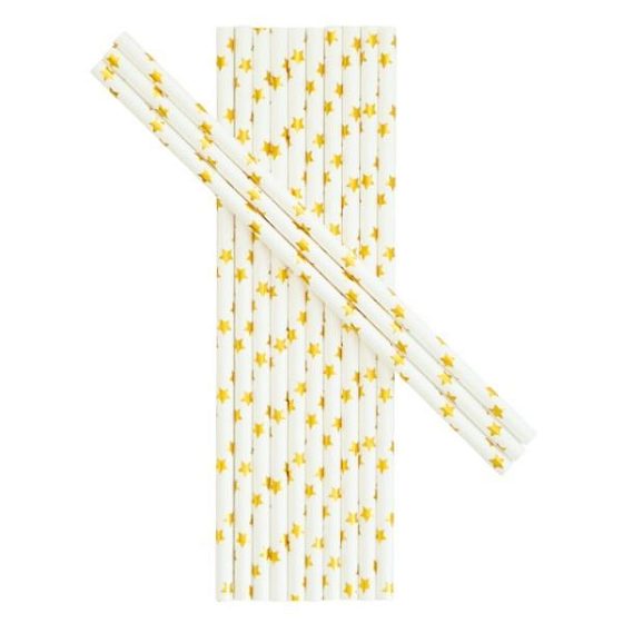 Y Трубочки бумажные Золотые звезды 12шт